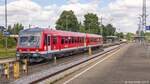 628 573 beschleunigte am 20.8.14 in Crailsheim auf Gleis 2 und machte sich auf den Weg nach Ulm.