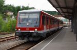 628 690 / 928 690 in Diesten der WEBA (Westerwaldbahn) steht am 17.07.2011 in Betzdorf/Sieg Abfahrtbereit in Richtung Daaden.