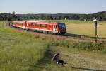 Trainspotting? 628 593 auf dem Rückweg von Traunreut nach Traunstein am 21.07.2013.