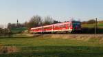 628 580 und 585 mit S-Bahn, A-Linie (29359) bei Stumpfenbach (27.03.2014)