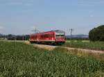 Der 628 678 als RB nach Mühldorf am 28.06.2014 unterwegs bei Ruhstorf.