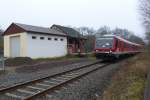 Sonderfahrt zum Abschied der 628 an der Nahe, mit 628 595 am 29.11.14 in Ruschberg an der Strecke Heimbach-Baumholder.