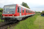 628 610 als RE4 unterwegs nach Stettin, wenige Meter vor dem ehemaligen RAW in Malchin am 25.5.2015