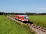 Der 628 548 als RB nach Lindau am 13.08.2016 unterwegs bei Kißlegg.