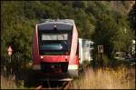 640 001 hat den Bedarfshalt Heggen verlassen und ist als RB92  Biggesee-Express  nach Finnentrop unterwegs. (04.09.2010)