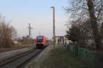 DB 641 021 als RB 16287 von Mühlhausen (Thür) nach Erfurt Hbf, am 09.03.2026 beim Halt in Gispersleben.