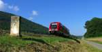 Gegenlichtaufnahme des 641 003 als RB 31241 (Erzingen (Baden)-Schaffhausen) am Kilometer 355.2. (7.August 2010)