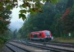 Samstag 25.09.2010 konnte ungewhnlicherweise der 641 032 im sdlichen Bahnhofsteil von Blankenstein a.d.Saale gesichtet werden. Der Tw war wohl zwischen zwei Leistungen vom Bahnsteig extra weggefahren. Vom Fotopunkt in der Botanik aus konnte auch das Motiv mit der Burg Lichtenberg in Bayern trotz des schlechten Wetters umgesetzt werden. Just heute war auch eine Gruppe des Vereins Hoellennetz unterwegs, die sich ja fr den Wiederaufbau der Strecke von Blankenstein nach Marxgrn an der Strecke Hof - Bad Steben einsetzt (www.HOELLENNETZ.de). Da fuhr man ber 200 km um die knapp 6 km nach Marxgrn zu berbrcken...