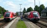 Elf Jahre spter (am 18.8.11) trafen sich 641 028 auf dem Weg nach Saalfeld und 641 021 nach Blankenstein in Lobenstein.