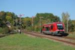 641 038 fhrt am 01.10.2011 als RB 16769 Gotha - Crawinkel,in den Bahnhof Georgenthal ein.