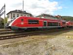 Dieseltriebzug der DB in Waldshut auf einem Abstellgleis.