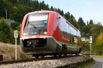 01. Oktober 2012, Haltepunkt Obstfelderschmiede. Der Tw 641 019 (Zug 29882) kommt von Katzhütte und fährt nach Rottenbach.  