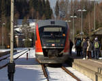 Abfahrbereit in Johanngeorgenstadt,642 235, nach Zwickau.09.02.2020, 15:11 Uhr.