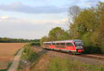 642 223 mit einem weiteren Bruder als RE Crailsheim-Heilbronn am 18.04.2020 bei Neuenstein-Untereppach. 