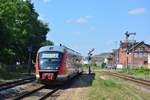 642 171 fährt als RB50 nach Aschersleben in Bernburg aus. 

Bernburg 30.07.2018