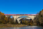 Zugkreuzung auf der Illerbrücke in Kempten. 3x 612 und 1x 642. 31.10.20