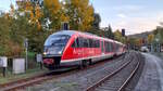 Am 12.10.22 standen 642 217 als Ersatzzug gekuppelt mit 642 196 im Bahnhof von Hennersdorf (Sachs) Richtung Chemnitz.