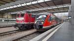 Am 22.11.22 standen 642 228 als RB 80 und 140 855 im Hauptbahnhof von Chemnitz.