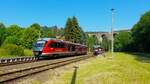 Am 12.6.23 begegneten sich 642 231 und 642 058 der Erzgebirgsbahn in Hetzdorf (Flöhatal).