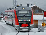 Und weiter geht die Reise - der Dieseltriebzug 642 712 brachte mich Ende November 2023 von Sulzberg-Ried zum Hauptbahnhof in Kempten.