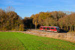 642 074 DB Regio als Triebfahrzeugfahrt nach Steinach bei Rothenburg kurz vor Steinach, 09.11.2021
