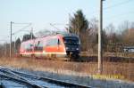 Am 2.1.2008 fhrt ein VT 642 durch Chemnitz- Hilbersdorf am sem- chemnitz vorbei.