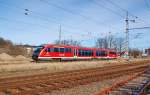 Ein Desiro auf dem von Ribnitz-Damgarten West zum Rostocker Hauptbahnhof.