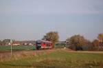 25.10.2008 RE8 auf dem Weg nach Wismar hat den Bahnhof Gro Schwa verlassen.