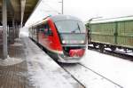 Die RB 642 695 steht hier in Rathenow und warte auf die Abfahrt nach Stendal. Am 09.01.2010