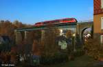 Erzgebirgsbahn DB Desiro 642 696 als RB 23719 Chemnitz - Cranzahl, Zschopautalbahn KBS 517 Chemnitz - Vejprty, fotografiert auf dem Viadukt in Cranzahl am 24.10.2012