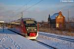 642 187/687 als RB13 (RB 17964) von Rathenow nach Stendal, bei der Ausfahrt in Rathenow. 06.12.2012