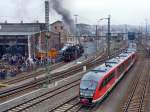 642 er Desiro im Doppelpack durchfahren das BW Dresden Altstadt vorbei am Dampfwochenende am 06.04.13