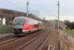 642 238  Zwickau  fährt am 02.01.2014 mit der RB 23661 von Glauchau nach Gößnitz in den Hp Glauchau Schönbörnchen ein.