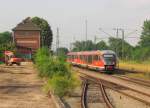 DB 642 687 + 642 730 als RE 17764 von Erfurt Hbf nach Magdeburg Hbf, am 11.07.2014 in Grorudestedt.