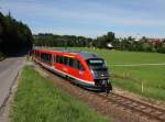 Der 642 514 als RB nach Augsburg am 19.07.2014 unterwegs bei Leuterschach.