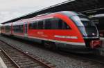 Hier 642 025-1 als RE2 (RE16170) von Erfurt Hbf. nach Kassel-Wilhelmshöhe , dieser Tirbzug stand am 20.8.2014 in Bad Langensalza.