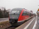 Kurz vor der Rückfahrt nach Rostock wurde von mir,am 24.Januar 2016,der 642 054 in Graal Müritz verewigt.