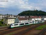 VBG 81924 in Form von zwei Desiros auf dem Weg nach Norden. Der vordere Triebwagen fhrt bis Hof Hbf, der hintere endet in Weiden, (Schwandorf) 10.08.2010