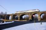 Die SBS auf dem Viadukt in Bischheim auf dem Weg nach Kamenz am 01.02.2011