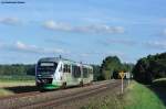 VT 04 mit VBG 81124 nach Hof Hbf bei Oberteich, 10.09.2011