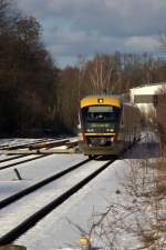 ein Desirio fhrt am 06.02.2013 in den Banhof Pulsnitz ein   Zeit: 15:13 Uhr Bahngesellschaft; Schsische Stdtebahn