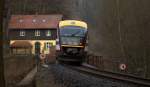 642 339 aus Bad Schandau kommend, Richtung  Sebnitz, kurz vor dem Halt in Porschdorf. 31.12.2013 15:25 Uhr.