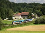 Der VT 06 nach Passau am 09.08.2014 unterwegs bei Neuhausmühle.