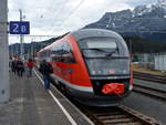 642 210 von DB Regio Allgäu Schwaben hat soeben als RB von Kempten nach Reutte auf der Außerfernbahn den Endpunkt Reutte in Tirol erreicht.
