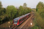 642 707 mit weiterem Bruder als RE Crailsheim-Heilbronn am 17.04.2020 bei Waldenburg.