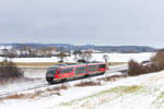 642 674 als RE Heilbronn-Hessental am 26.01.2021 bei Waldenburg.