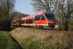 RB 64 20215  Talent 643 056 bei Ausfahrt aus dem Bahnhof Burgsteinfurt in Richtung Münster.