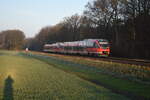 Bei aufgehende Sonne fuhr der die RB 14989 nach Münster. VT643 zusammen mit VT 644 am 19.03.2026dd
