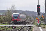 643 037 erreicht als RE25 den Bahnhof Albshausen aus Richtung Limburg.

Albshausen 31.03.2024
