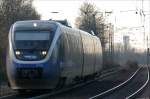 Von Bahnhof Gelsenkirchen-Zoo kommend auf den Weg nach Wanne-Eickel Hbf., der VT 722 der NWB.